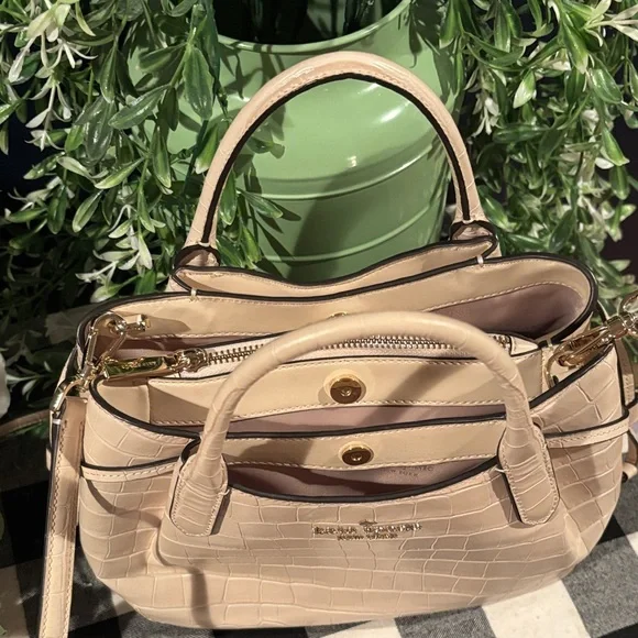 kate spade Beige Croc-Embossed Leather Satchel